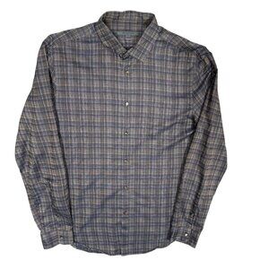 John Varvatos Long Sleeve Shirt Button Up Lightweight Plaid Cotton Medium
